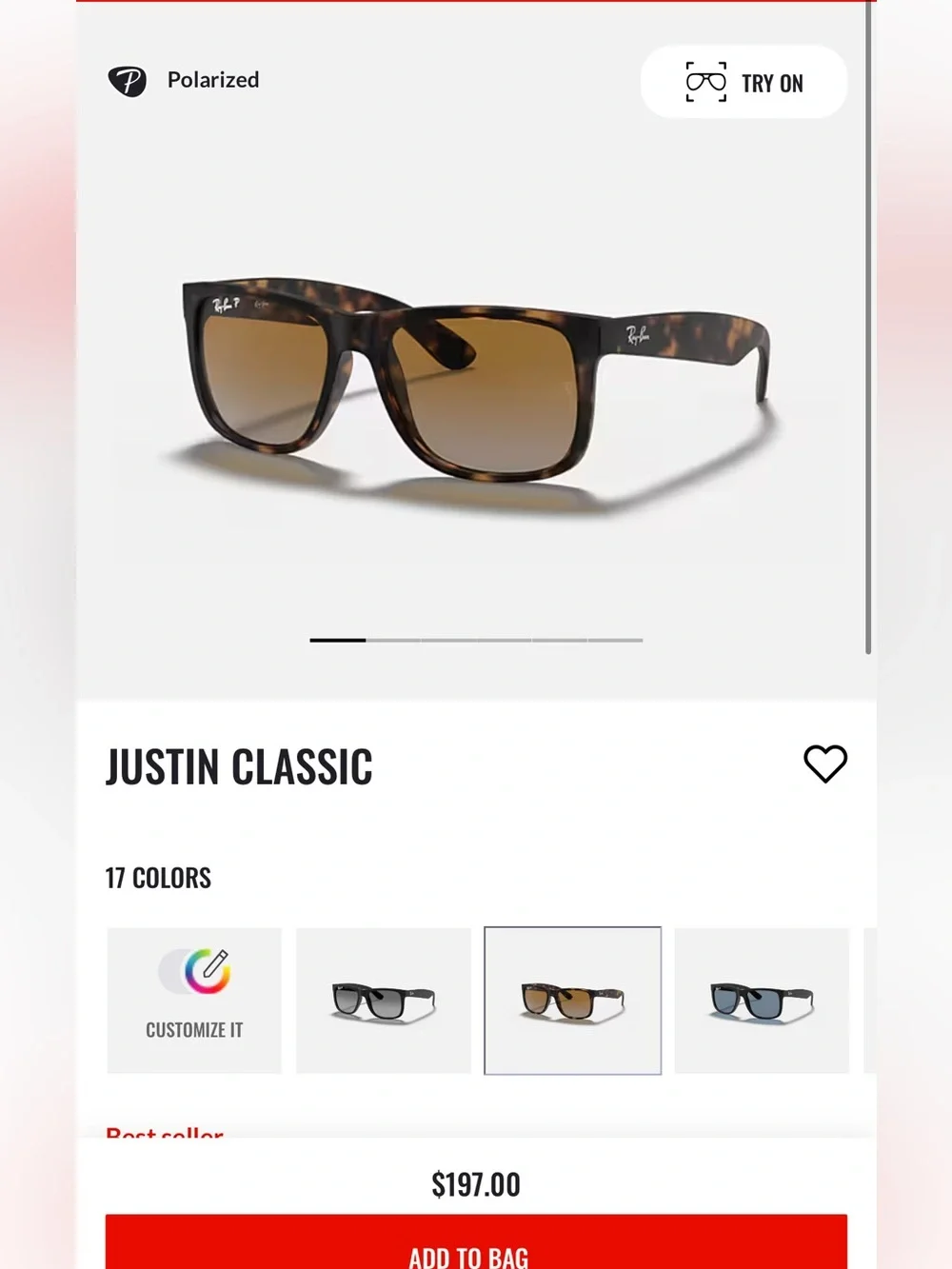 Ray-Ban Justin Classic Matte Havana Sunglasses